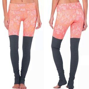 Alo Yoga Women's Orange Gray Guava Indio Ribbed Goddess Active Leggings Small